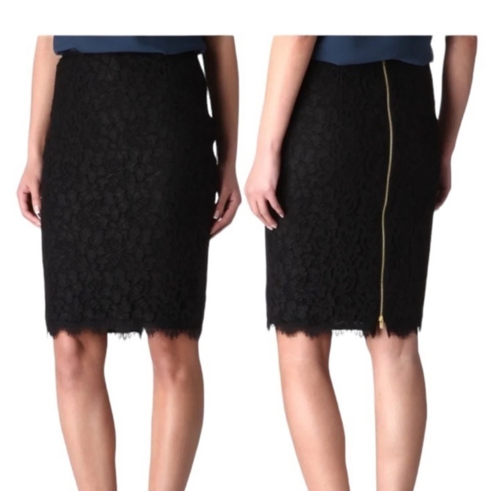 Diane Von Furstenberg Black Lace Pencil Skirt